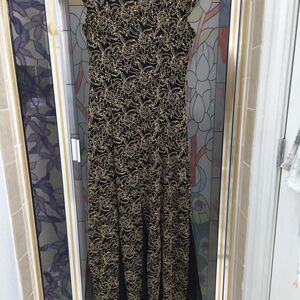 Black and Gold Lace Maxi Dress